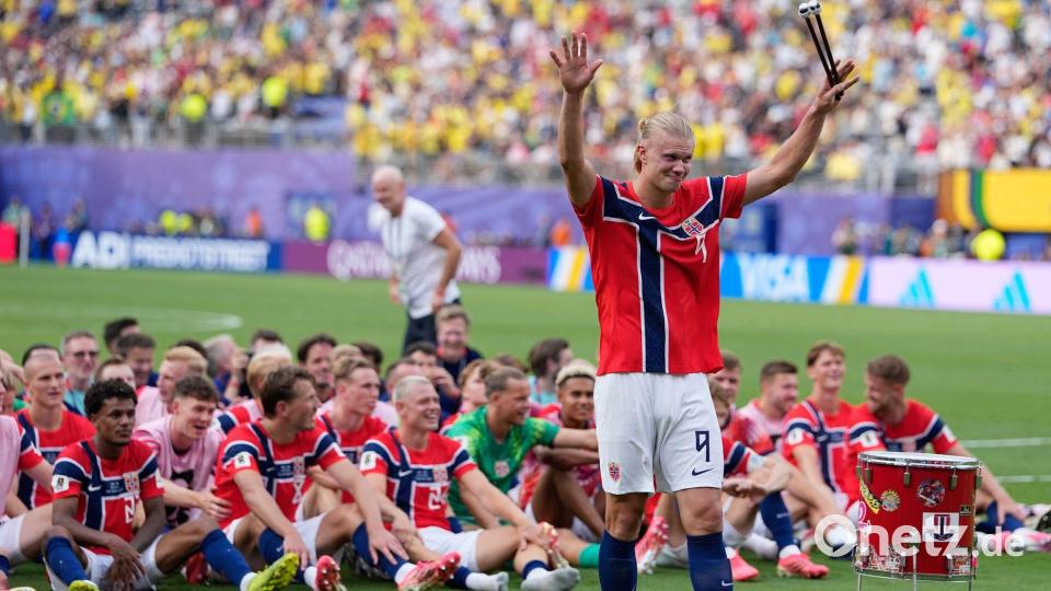 Erling Haaland traf doppelt gegen Brasilien. Bild: Frank Franklin II/AP/dpa