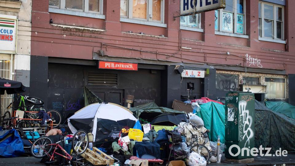 Das Elend in der Hastings Street in Vancouver ist groß. (Archivbild) Bild: Darryl Dyck/The Canadian Press/AP/dpa