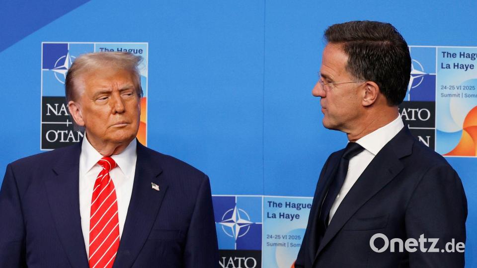 Beim Gipfel in Den Haag 2025 gelang es Nato-Generalsekretär Mark Rutte, den US-Präsidenten bei Laune zu halten. Klappt das auch in diesem Jahr? (Archivbild) Bild: Geert Vanden Wijngaert/AP/dpa