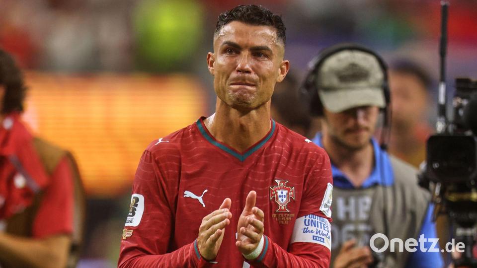 Der Portugiese Cristiano Ronaldo (7) reagiert nach dem verlorenen Achtelfinalspiel gegen Spanien. Bild: Gareth Patterson/AP/dpa