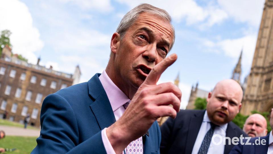 Der Chef der rechtspopulistischen Partei Reform UK legt sein Mandat nieder. (Archivbild) Bild: Jordan Pettitt/PA Wire/dpa