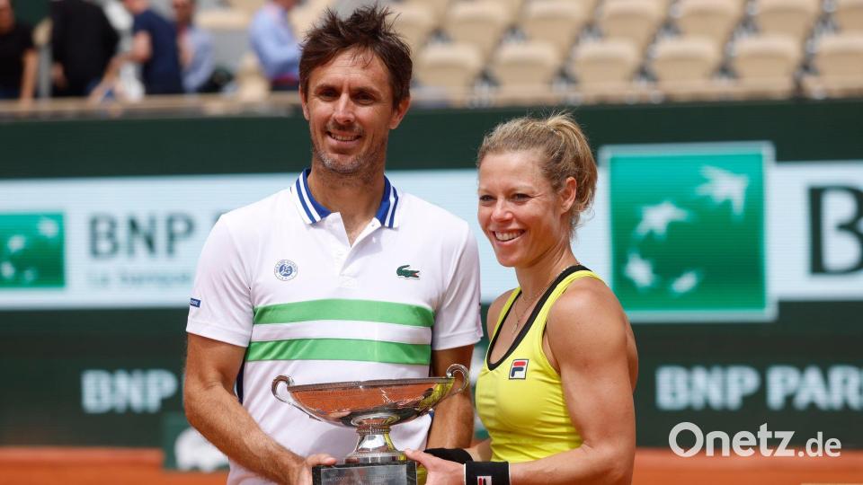 Gewannen 2024 die French Open im Mixed:  Laura Siegemund und Edouard Roger-Vasselin. Bild: Jean-Francois Badias/AP/dpa