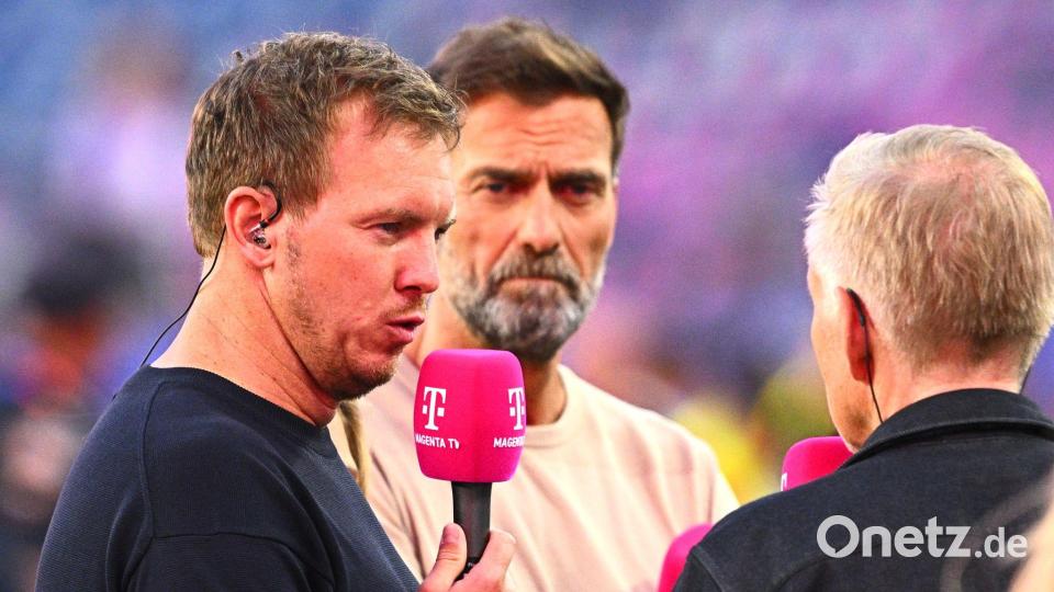 Trainer und Schattentrainer: Auf Julian Nagelsmann (l) dürfte wohl bald Jürgen Klopp folgen. (Archivbild) Bild: Tom Weller/dpa