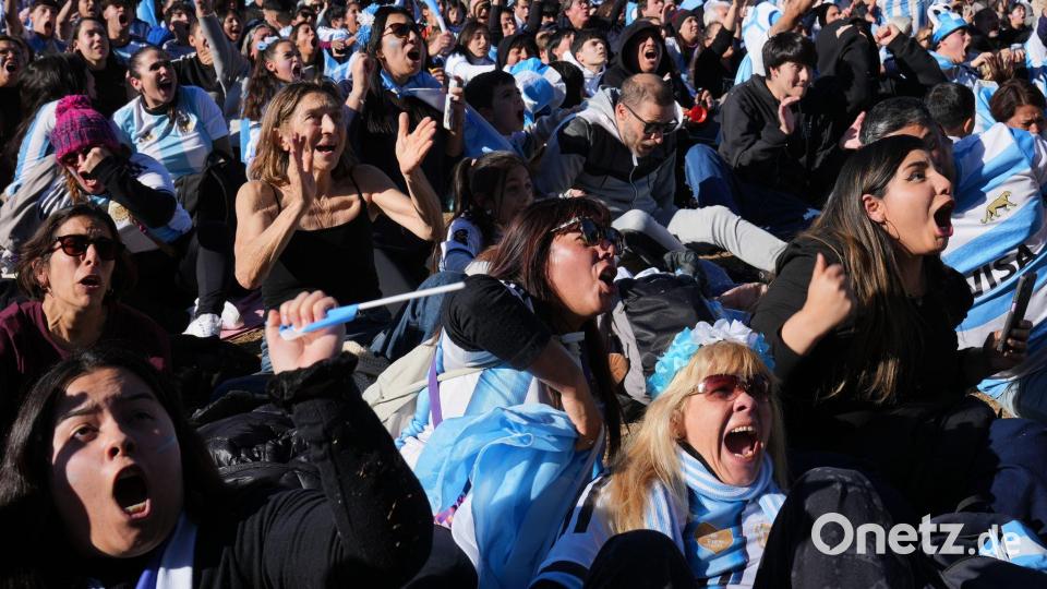 In Argentinien nimmt die WM-Begeisterung wieder Fahrt auf. In Buenos Aires waren Tausende zum Public Viewing gekommen. Bild: Rodrigo Abd/AP/dpa