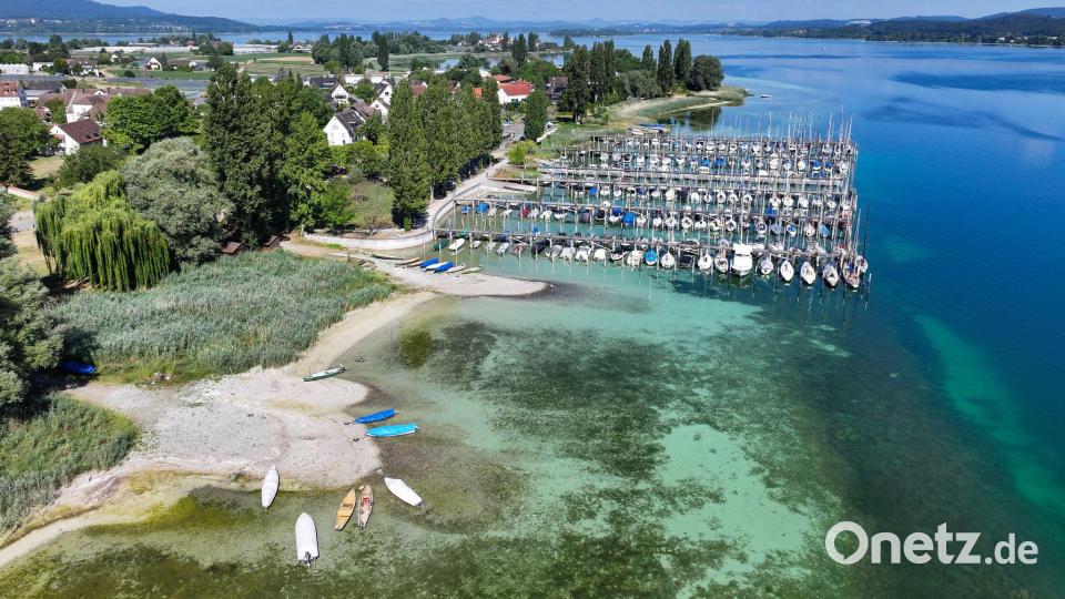 Der Pegelstand ist auf ein saisonales Rekord-Tief gesunken. Bild: Felix Kästle/dpa