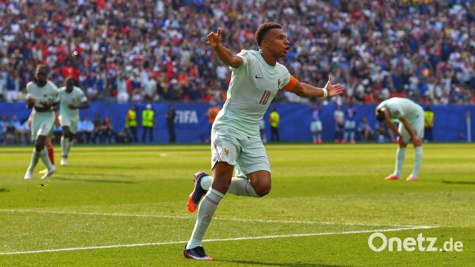 Kylian Mbappé schoss Frankreich ins Halbfinale. Bild: Steven Senne/AP/dpa