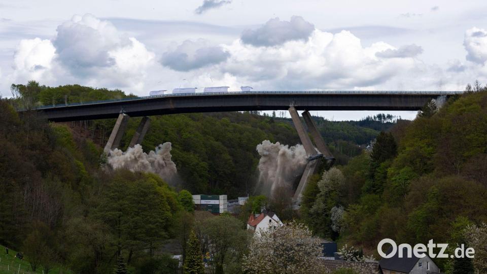 Die Rahmede-Talbrücke wurde gesprengt und neu gebaut. (Archivbild) Bild: Christoph Reichwein/dpa