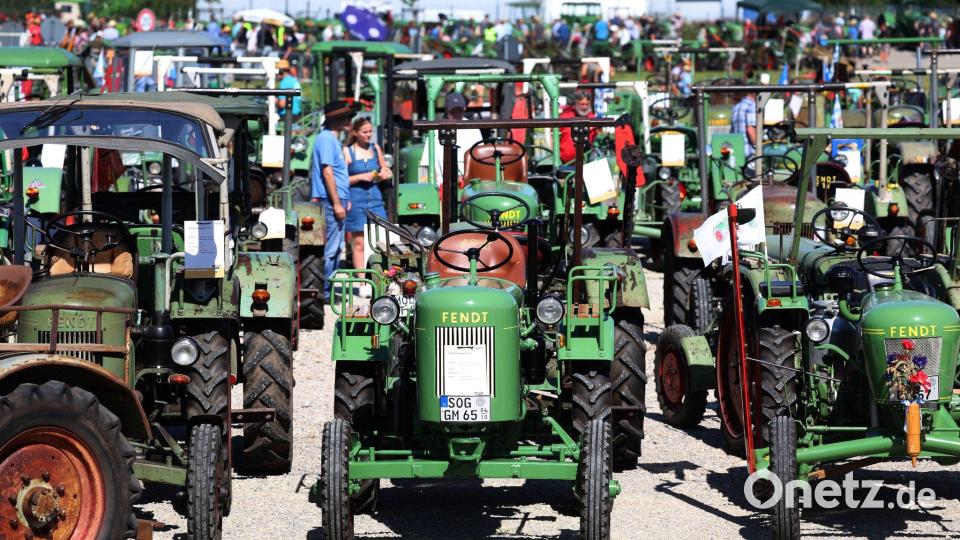 Traktoren stehen beim "Dieselrosstreffen" im bayerischen Marktoberdorf. Bild: Karl-Josef Hildenbrand/dpa