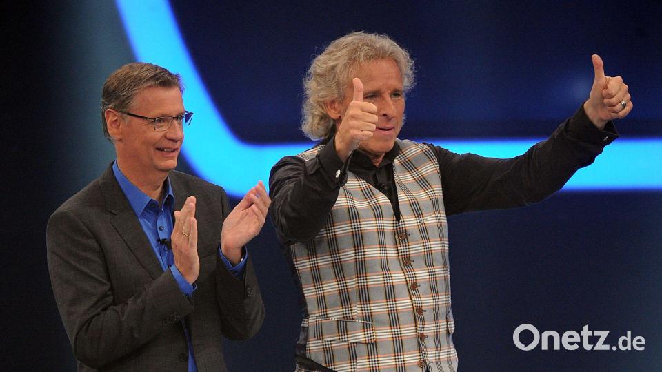 Günther Jauch wird 70 und bekommt Glückwünsche von seinem Freund Thomas Gottschalk. (Archivbild) Bild: Henning Kaiser/dpa