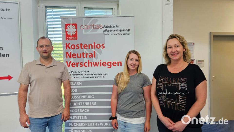 Die Fachstelle für Pflegende Angehörige hat sich erweitert und umfasst nun auch die Marktgemeinde Plößberg im Landkreis Tirschenreuth. Andreas Wagmüller, Tamara Bauer, Daniela Strunz (von links) wollen ab September pflegenden Angehörigen zur Seite stehen. Bild: Naturparkland
