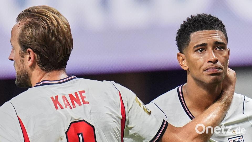 Enttäuschung pur: Englands Schlüsselspieler Harry Kane und Jude Bellingham. Bild: Jeff Roberson/AP/dpa