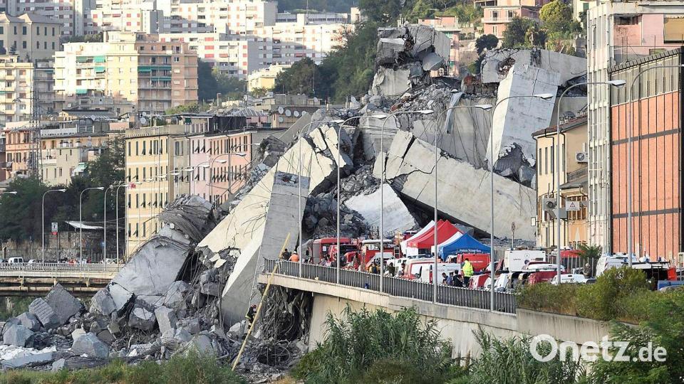 Acht Jahre nach dem Einsturz einer Autobahnbrücke in Genua sind nun die Urteile da. (Archivbild) Bild: Luca Zennaro/ANSA/AP/dpa
