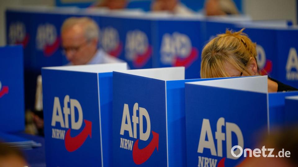 Beim AfD-Wahlparteitag in Marl ist der Machtkampf zwischen zwei innerparteilichen Lagern eskaliert. Bild: Henning Kaiser/dpa