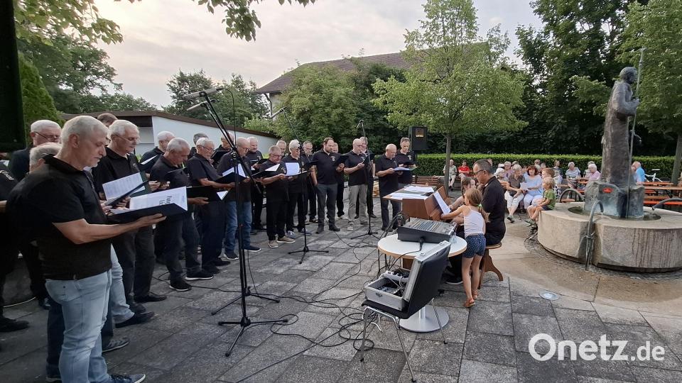 Der Männergesangverein Frohsinn legt beim Dorfsingen unter dem Dirigat von Wolfgang Ziegler vor. Bild: ise