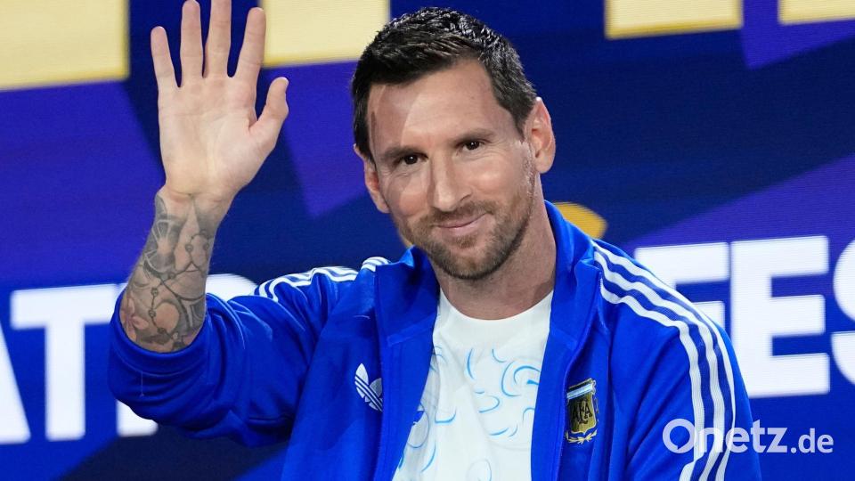 Lionel Messi trat vor dem Finale bei einer Fan-Messe auf. Bild: Frank Franklin II/AP/dpa