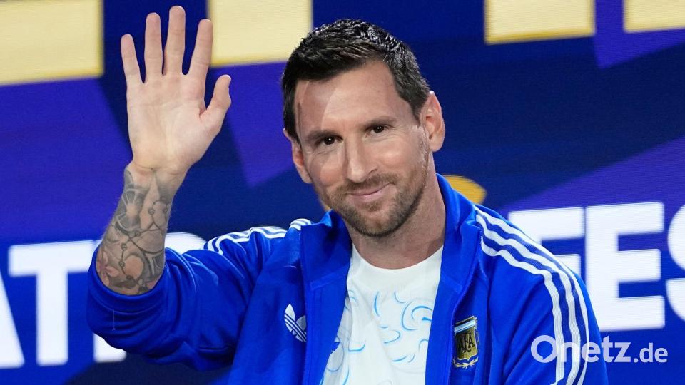 Lionel Messi bei einem Medientermin vor dem WM-Finale. Bild: Frank Franklin II/AP/dpa