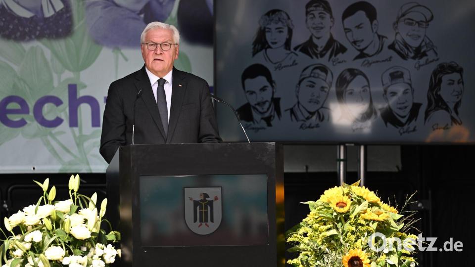 Bundespräsident Steinmeier erinnert an die Opfer des OEZ-Attentats. Bild: Sven Hoppe/dpa