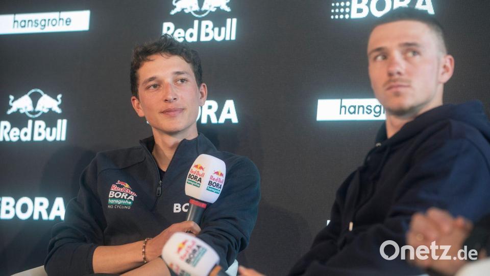 Als Doppelspitze in Tour gestartet: Florian Lipowitz (l.) und Remco Evenepoel. (Archivbild) Bild: Clara Margais/dpa