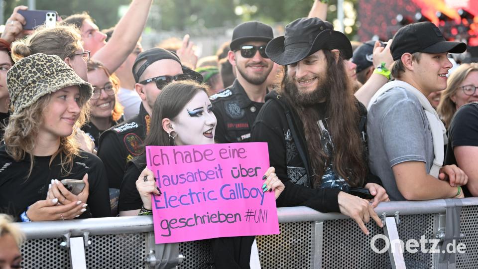 Angenehme "Feldforschung": Was sie für ihre Hausarbeit bekommen hat, wusste der Electric-Callboy-Fan am Konzert noch nicht. Bild: Tobias Schwarzmeier