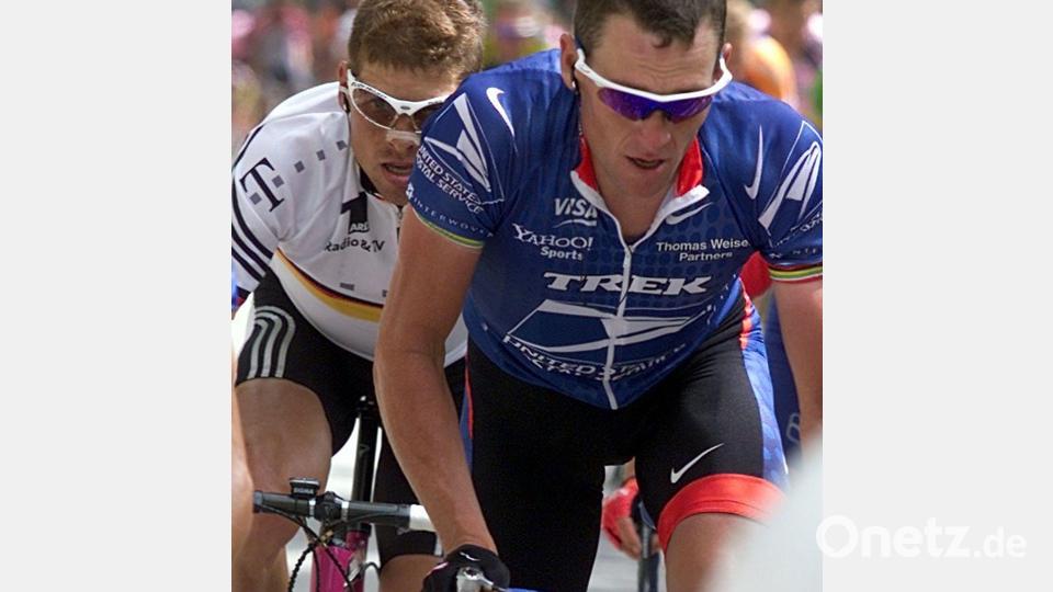 Jan Ullrich erlebte in Alpe d'Huez eine seiner bittersten Niederlagen gegen Lance Armstrong. (Archivbild) Bild: picture alliance / dpa