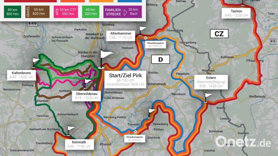 Auf neun verschiedenen Strecken sind die Radfahrer bei der "Pirker GrenzErfahrung" unterwegs. Bild: Franka Eichl