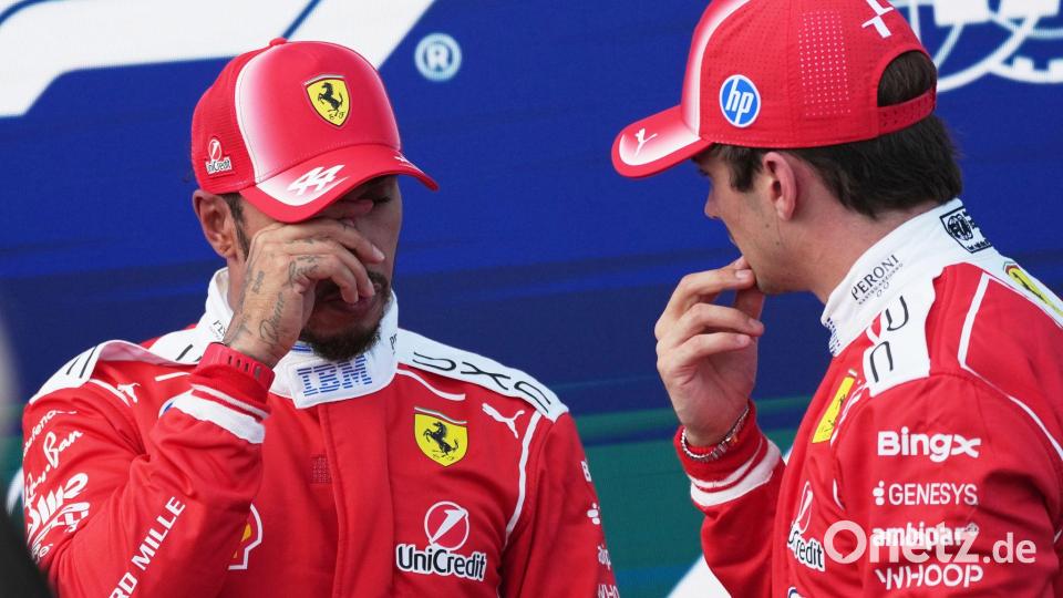 Lewis Hamilton (l) und Charles Leclerc sind mit ihrem Abschneiden nicht zufrieden. Bild: Darko Vojinovic/AP/dpa