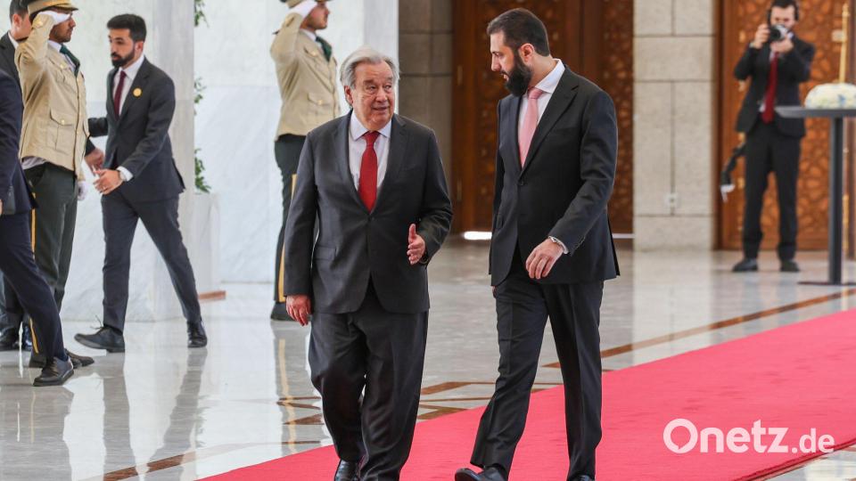 Guterres sagte, es sei eine bewusste Entscheidung gewesen, bis zum Sturz des Assad-Regimes nicht nach Syrien zu reisen. Bild: Mohammed Al Rifai/dpa