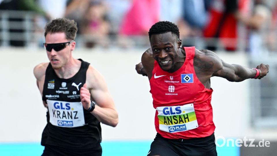 Im 100-Meter-Finale war Owen Ansah (r.) bei den deutschen Meisterschaften nicht zu schlagen. Bild: Sven Hoppe/dpa
