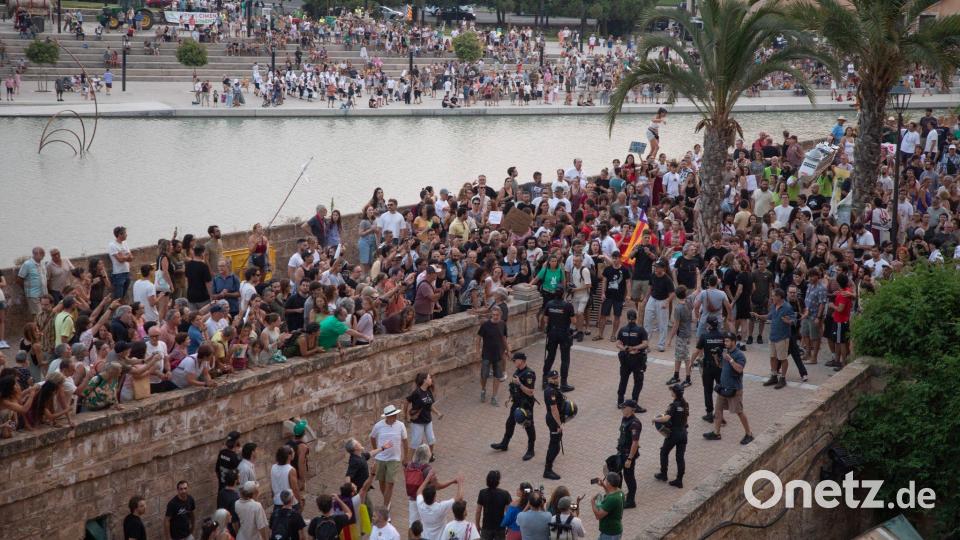 Am Ende der Demonstration kam es zu Rangeleien zwischen Polizisten und Protestlern. Bild: Clara Margais/dpa