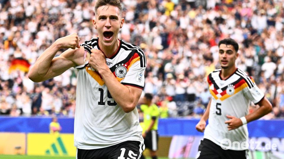 Nico Schlotterbeck bejubelt sein Tor zum 2:1 gegen Curaçao. Bild: Tom Weller/dpa