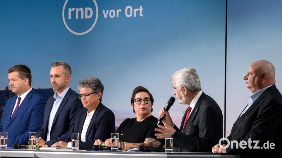 Die Spitzenkandidaten trafen sich auf Einladung des Redaktionsnetzwerks Deutschland (RND). Bild: Klaus-Dietmar Gabbert/dpa
