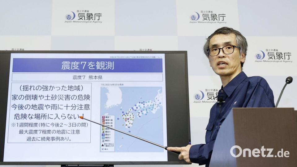 Die nationale Wetterbehörde warnt auch für die nächsten Tage vor möglichen schweren Beben. Bild: kyodo/dpa