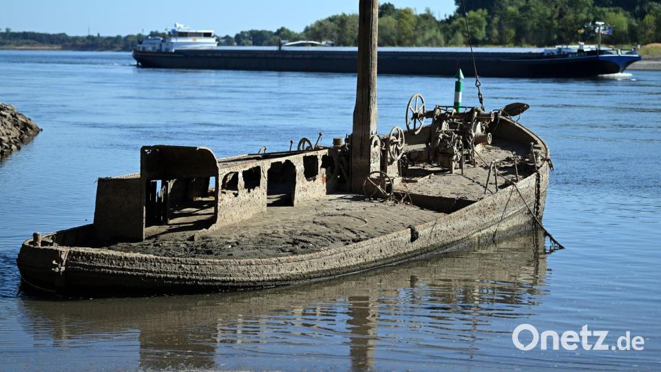 Geisterschiff im Rhein - Niedrigwasser Bild: Federico Gambarini/dpa