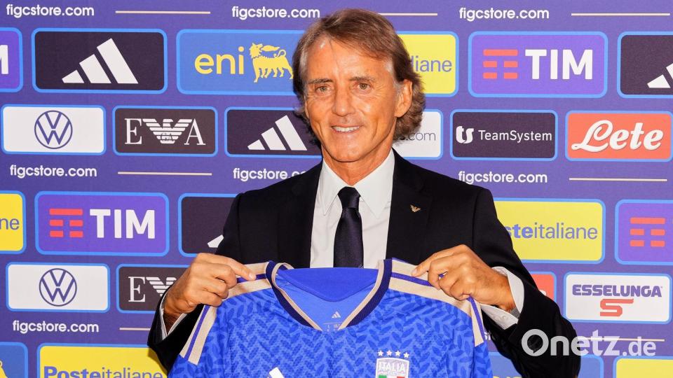 Roberto Mancini wurde offiziell als neuer Trainer der italienischen Nationalmannschaft vorgestellt. Bild: Alfredo Falcone/LaPresse/AP/dpa