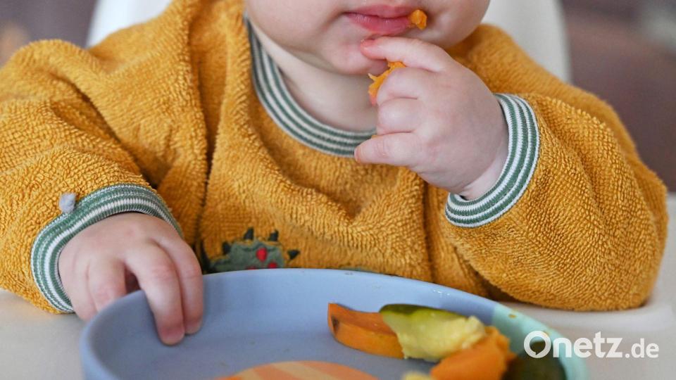 Erst ab sechs Monaten sollen Babys erste Beikost erhalten. (Archivbild) Bild: Elisa Schu/dpa