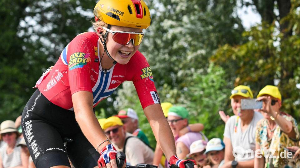 Sigrid Haugset gewann die dritte Etappe nach einer langen Solo-Fahrt. Bild: Nicolas Tucat/AFP/dpa