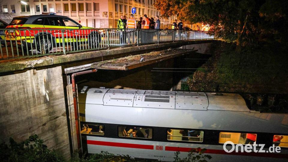 In Schwelm stürzte ein Baum auf die Oberleitung. Bild: Alex Talash/dpa