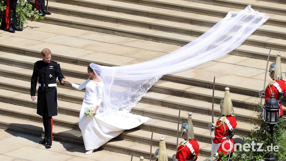 Noch alles harmonisch: Die Hochzeit von Harry und Meghan. (Archivbild) Bild: Andrew Matthews/PA Wire/dpa