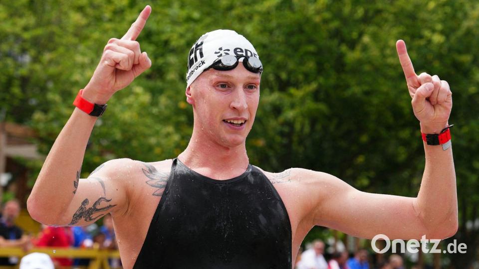 Für Florian Wellbrock ist es der erste Europameistertitel im Freiwasser. Bild: Dimitar Dilkoff/AFP/dpa
