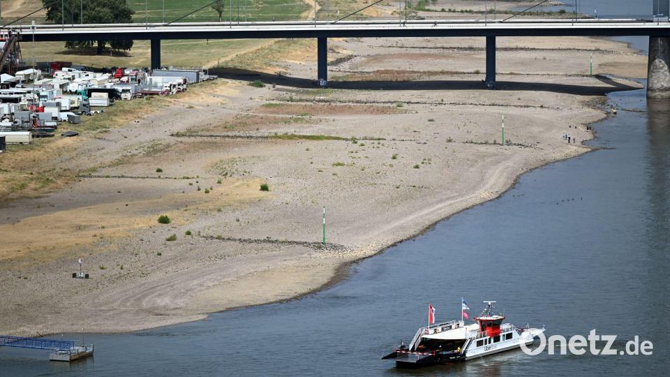 Für den Schiffsverkehr wird der niedrige Wasserstand im Rhein zunehmend zum Problem. Bild: Federico Gambarini/dpa