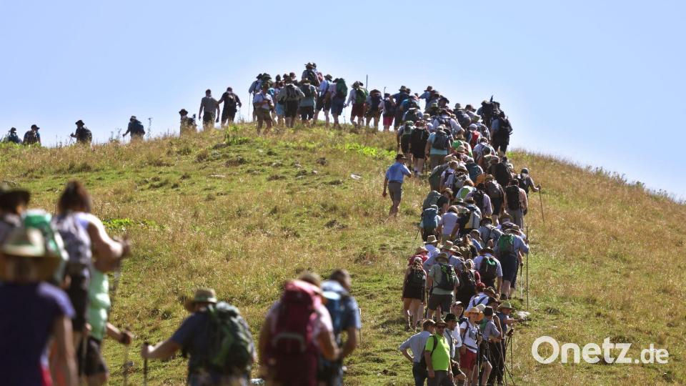 Zahlreiche Menschen nehmen an der Hauptalmbegehung teil. Bild: Karl-Josef Hildenbrand/dpa