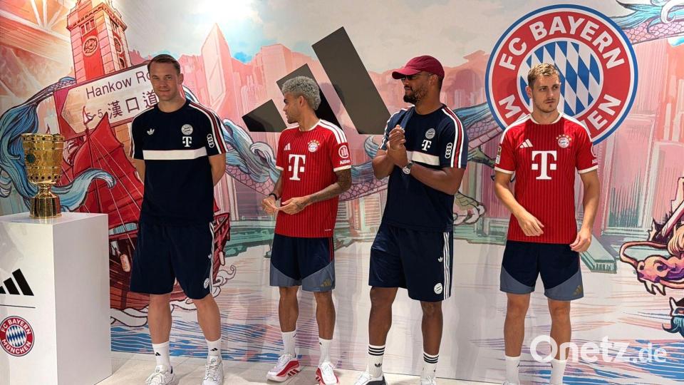 Bayern-Stars auf einem Sponsoren-Termin. Bild: Christian Kunz/dpa