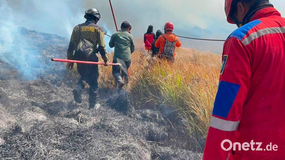 Dem Feuer sind schon 70 Hektar Land zum Opfer gefallen. Bild: -/BNPB/dpa