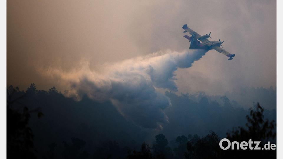 Kein Ende der Brände in Südeuropa: Ein Löschflugzeug bekämpft einen Waldbrand in Spanien. Bild: Clara Carrasco/EUROPA PRESS/dpa