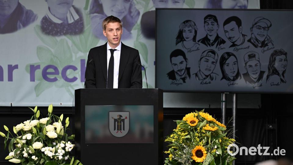 Krause spricht beim zehnten Jahrestag des OEZ-Attentats. (Archivbild) Bild: Sven Hoppe/dpa