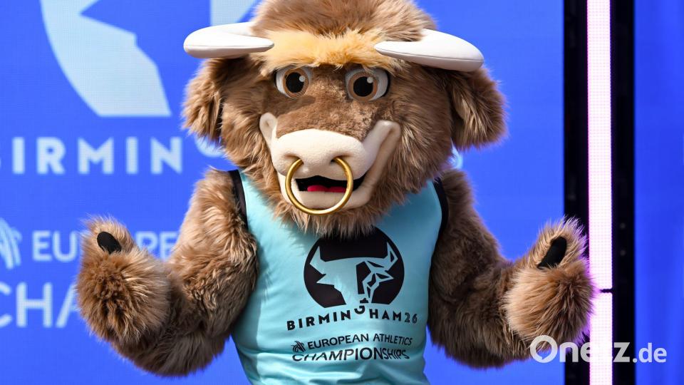Das Maskottchen der Leichtathletik-EM in Birmingham. Bild: Sven Hoppe/dpa