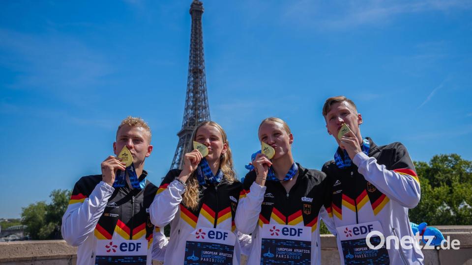 Glänzender EM-Abschluss für das Freiwasser-Team vor prächtiger Kulisse. Bild: Aurelien Morissard/AP/dpa