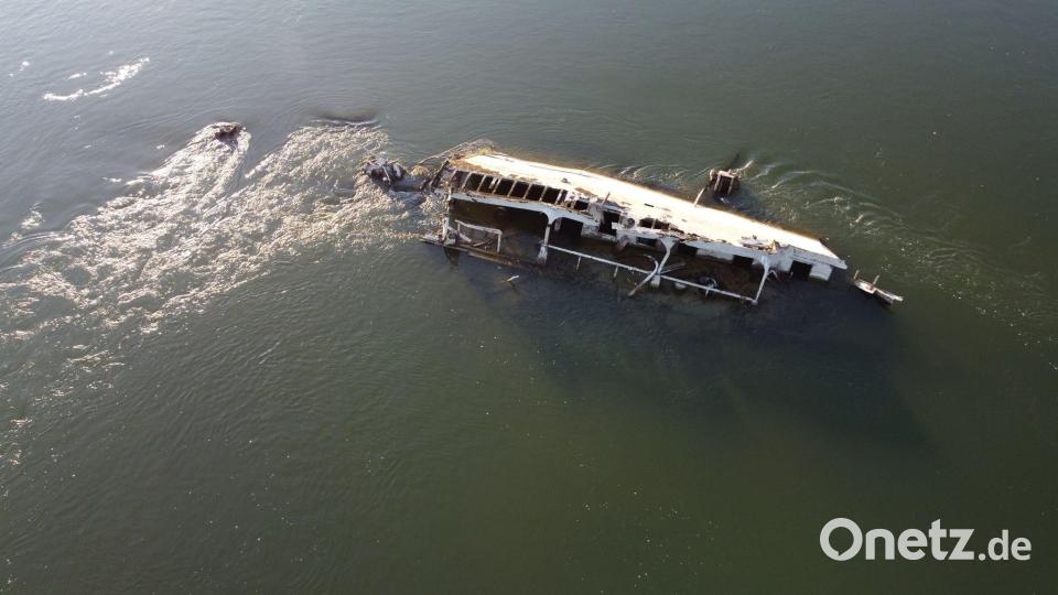 Slowakei: Niedriger Donaupegel legt unbekanntes Weltkriegs-Wrack frei Bild: Milan Drozd/TASR/dpa