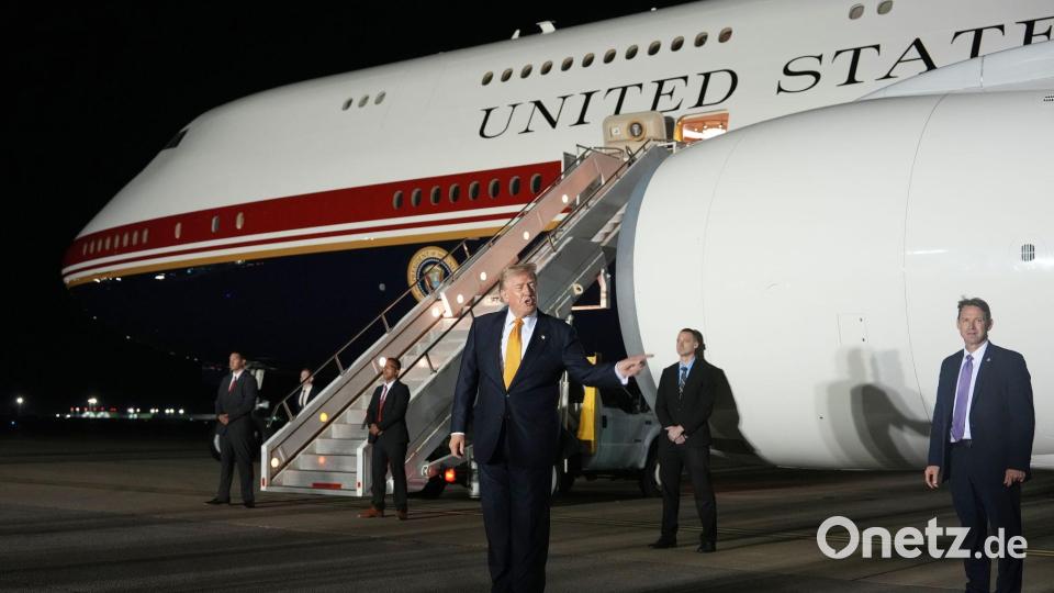 Trump flog mit der neuesten Air Force One in die USA (Archivbild). Bild: Alex Brandon/AP/dpa