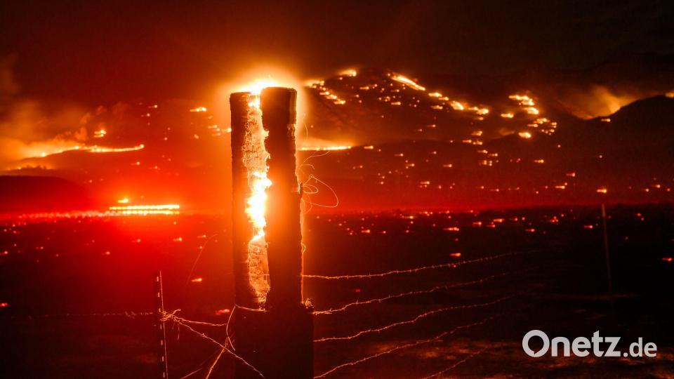 Zehntausende Hektar hat das Feuer zwischen Kalifornien und Nevada bereits erfasst. Bild: Noah Berger/AP/dpa